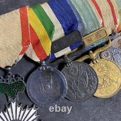 0329c WWI WWII Japanese imperial Soldier War Uniform 7 Medal Badge Bar