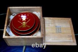 1931 Japanese Imperial Army Sake Cup Set Manchuria Lacquer Rising Sun WW2