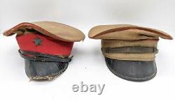 Antique Imperial Japanese Army WW2 Military Cap World War II Set of 2 Hats