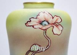 Antique Japanese Royal Kinjo 1910 Multicolor Hand Painted Floral Vase RARE