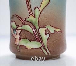 Antique Japanese Royal Kinjo 1910 Multicolor Hand Painted Floral Vase RARE