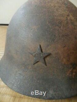 Antique WW2 Imperial Japanese Combat War HELMET hat officer 90 Type Iron withSTAR