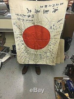 Antique Ww2 Imperial Japanese Inscribed Flag/banner / Navy Veteran Owned