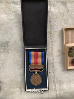 Imperial Japan Military 8pc Set Helmet Medal Badge Flag Cup Prewar WWII Era
