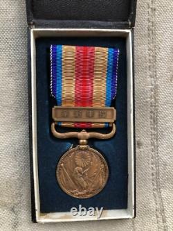 Imperial Japan Military 8pc Set Helmet Medal Badge Flag Cup Prewar WWII Era