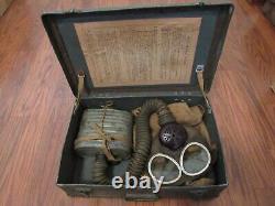 Imperial Japanese Navy WWII Gas Masks Model 93 No. 2 in Metal Storage Container