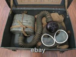 Imperial Japanese Navy WWII Gas Masks Model 93 No. 2 in Metal Storage Container