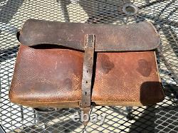 Japanese Imperial Army WW2 Medic bag Leather bag Japanese train station stamps