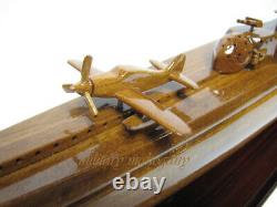 Japanese Imperial Navy I-400 Class WWII Submarine Mahogany Wood Wooden Model New