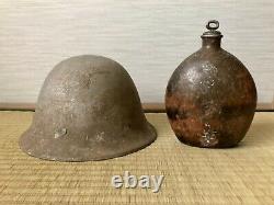 Japanese World War 2 Imperial Army Water Bottle Canteen & Civil Defence Helmet
