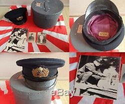 Japanese World War 2 WW2 Imperial Japan Navy Officer Named Hat Cap Box Photos