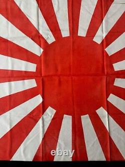 Original LARGE WW2 Japanese Rising Sun Flag 44x29 Imperial Navy Silk Fabric