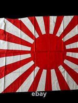 Original LARGE WW2 Japanese Rising Sun Flag 44x29 Imperial Navy Silk Fabric