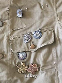 Original WW2 IJA Imperial Japanese Army Type Summer Uniform Tunic Jacket Medals