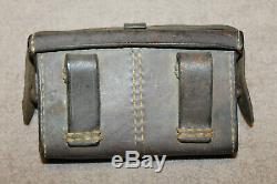 Original WW2 Imperial Japanese Army Brown Leather Front Double Pocket Ammo Pouch