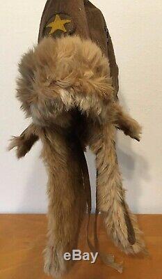 Original WWII Imperial Japanese Army Cold Weather Fur Hat Identified US Soldier