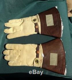 Original WWII Imperial Japanese Navy Aviation Pilot Guantlet Flight Gloves