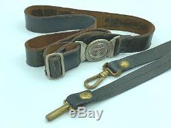 Original WWII Imperial Japanese Navy Officer Leather Belt from Japan