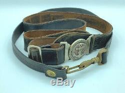 Original WWII Imperial Japanese Navy Officer Leather Belt from Japan