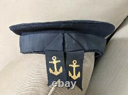 Original WWII Japanese Imperial Navy Seaman Donald Duck Cap Label Side Cap