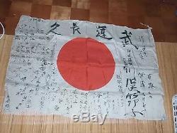 Original Ww2 Imperial Japanese Signed National Hata-/silk/ Many Signatures/name