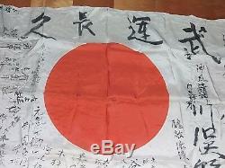 Original Ww2 Imperial Japanese Signed National Hata-/silk/ Many Signatures/name