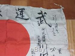 Original Ww2 Imperial Japanese Signed National Hata-/silk/ Many Signatures/name