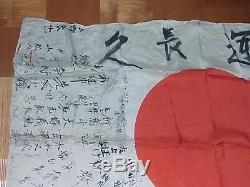 Original Ww2 Imperial Japanese Signed National Hata-/silk/ Many Signatures/name