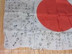 Original Ww2 Imperial Japanese Signed National Hata-/silk/ Many Signatures/name