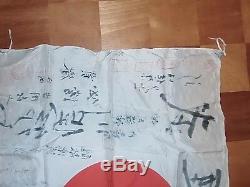 Original Ww2 Imperial Japanese Signed National Hata-/silk/ Many Signatures/name