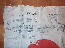 Original Ww2 Imperial Japanese Signed National Hata-/silk/ Many Signatures/name