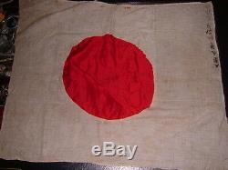 Pacific Island Captured Japanese WWII Rising Sun Battle Imperial Flag -Signed