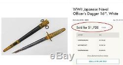 Rare Wwii Imperial Japanese Navy Officer Dagger, Knife