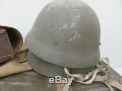 Vintage Imperial Japanese Army WW2 Helmets, Leather Bag and Case VERY RARE
