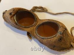 Vintage Japanese Imperial army Military Dust proof goggles leather #31
