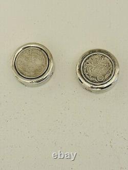 Vintage Original WWII Imperial Japanese Sakurai 950 Sterling 2 Coin Pill Boxes