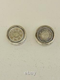 Vintage Original WWII Imperial Japanese Sakurai 950 Sterling 2 Coin Pill Boxes