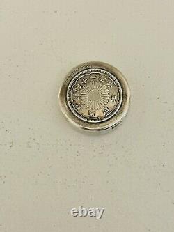 Vintage Original WWII Imperial Japanese Sakurai 950 Sterling 2 Coin Pill Boxes