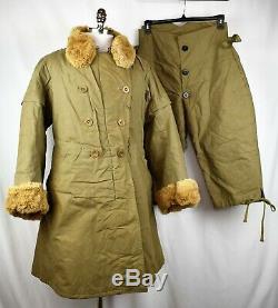 WW2 Imperial Japanese Army 2-Piece Pilot Winter Flight Jacket & Pants Rabbit Fur