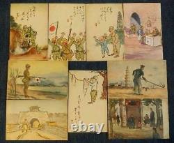 WW2 Imperial Japanese Army Military postcard. Set of 9 Military Antique F/S