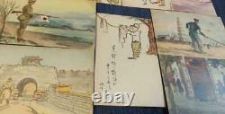 WW2 Imperial Japanese Army Military postcard. Set of 9 Military Antique F/S