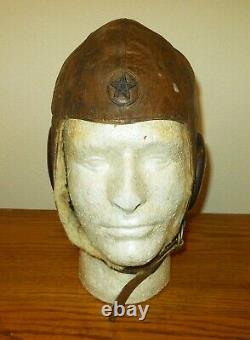 WW2 Imperial Japanese Army WINTER LEATHER FLIGHT HELMET NICE