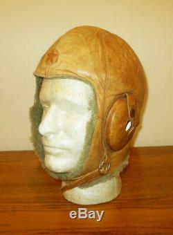 WW2 Imperial Japanese Army WINTER LEATHER & FUR FLIGHT HELMET NICE