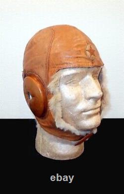 WW2 Imperial Japanese Army WINTER LEATHER & FUR PILOT FLIGHT HELMET NICE