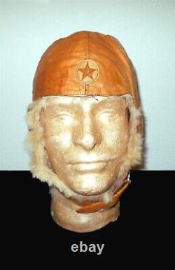 WW2 Imperial Japanese Army WINTER LEATHER & FUR PILOT FLIGHT HELMET NICE