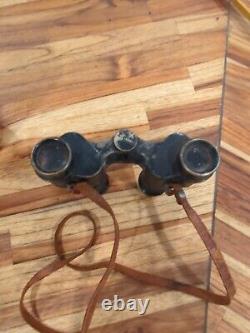 WW2 Imperial Japanese Kaikosha 6 x 24 Binoculars No 80744 with Leather Case No Lid