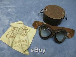 WW2 Imperial Japanese Navy Pilot Goggles with Case and Cleaning Cloth Rare