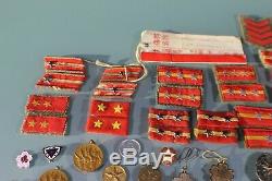 WW2 Imperial Japanese Pins Patches Rank Badges Tabs Chevrons Plates Medals 90 Pc