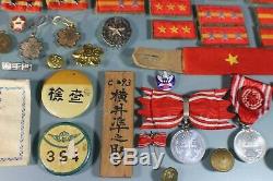 WW2 Imperial Japanese Pins Patches Rank Badges Tabs Chevrons Plates Medals 90 Pc