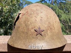 WW2 Imperial Japanese Type 90 Combat Helmet Field Gear Battle Damaged